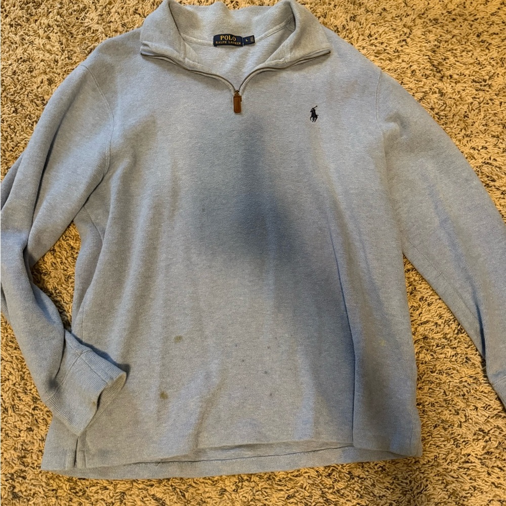 Ralph Lauren Men's Light Gray Zip-Up Sweater